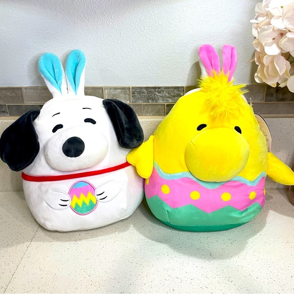 NEW Easter Snoopy‎ and Woodstock Squishmallow with Bunny ears and Easter egg - Picture 1 of 5